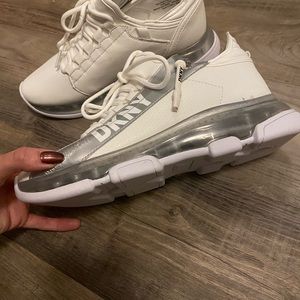 Worn once to try on. Cute/comfy. No flaws; for dressing up/down.